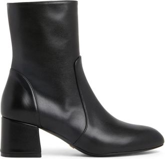 Stuart Weitzman Flareblock Zip Bootie - Dames - Laarzen met Hak - Zwart - 37 EU - Leer - Schoenen