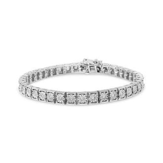House of Brilliance Silver 1/4 Cttw Diamond Link Bracelet in White at Nordstrom