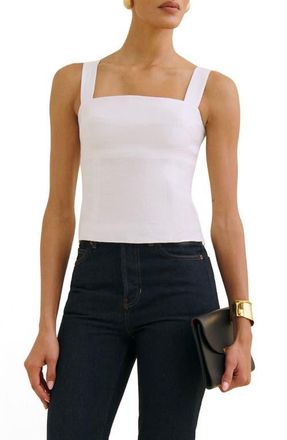 Reformation Darci Linen Tank in White at Nordstrom, Size 10