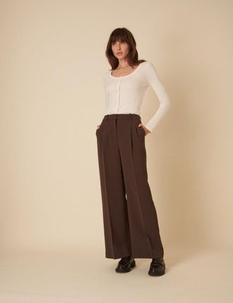 Nobody's Child Brown Jax Tailored Crepe Trousers