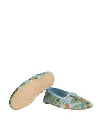 Gucci Floral-Print Satin Slipper - Blue