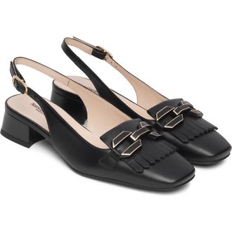Nero Giardini Kiltie Fringe Slingback Pump in Black at Nordstrom, Size 7Us