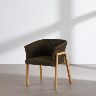 Maisons du monde Silla de tela verde y madera de caucho