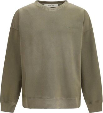 Golden Goose Journey Unisex Crew Neck Dyed Cotton Fleece Bleaching Effect With Embroidery