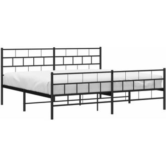 vidaXL Vidaxl - Estructura Cama Sin Colch&oacute;n Con Estribo Metal Negro 200x200 Cm