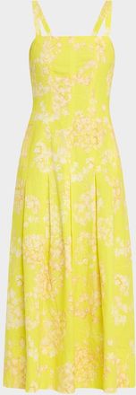 Marie Oliver Dixon Pleated Floral-Print Midi Dress