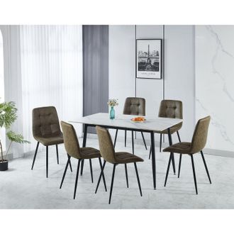 Seconique Fenton Dining Set (6 Chairs) in Olive