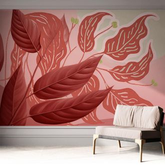 Tulup Fotomurale Adesivo Stickers - Murali Decorativo - Soggiorno Moderno - Effetto Realistico - Foglie Organiche 312x219 Cm