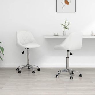 vidaXL Vidaxl - Sillas De Comedor Giratorias 2 Unidades Cuero Sint&eacute;tico Blanco