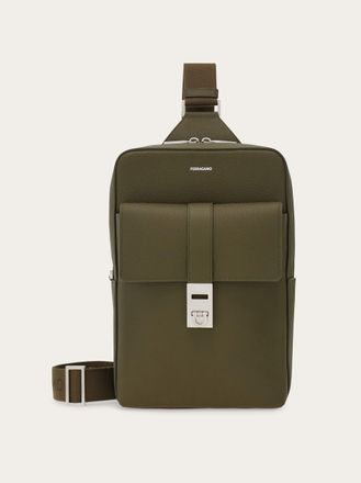 Ferragamo Men Hug buckle sling bag Green