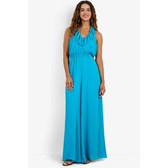 Trina Turk Jacksonville Georgette Jumpsuit in Coastal Cyan at Nordstrom, Size Xx-Large