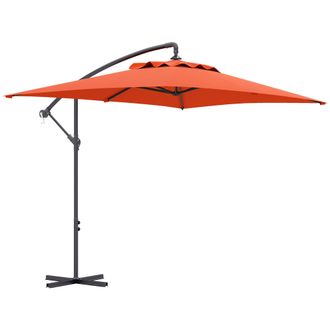 OUTSUNNY 3 m Cantilever Parasol with Cross Base - Crank Handle - 6 Ribs - Orange | TJ Hughes