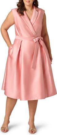 Adrianna Papell Lapel Mikado Midi Dress in Apricot Ice at Nordstrom, Size 18W