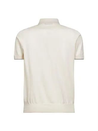 Brunello Cucinelli Mens Lightweight Cotton Knit Polo Shirt Ivory T-shirts And Polos