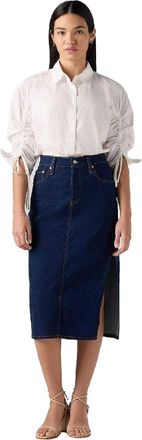 Levi's Midi-rok met zijsplit voor dames (Blauwe steen wassen)