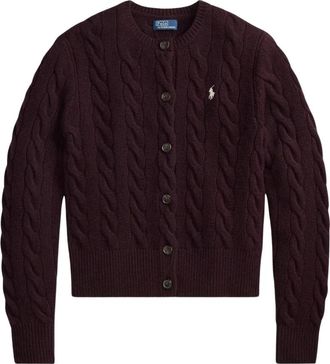 Ralph Lauren Kabel gebreid vest - Dames - Vesten - Paars - XS - Wol - Truien & Vesten