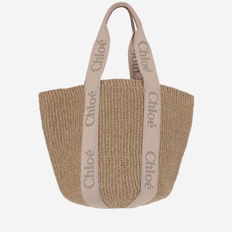 Chlo&eacute; LARGE WOODY BASKET BAG Beige