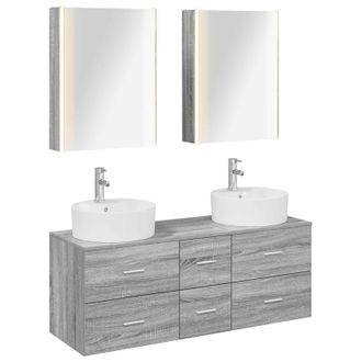 vidaXL Juego De Muebles De Ba&ntilde;o 5 Pcs Sonoma Gris Vidaxl