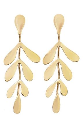 Panacea Linear Leaf Drop Earrings in Gold at Nordstrom