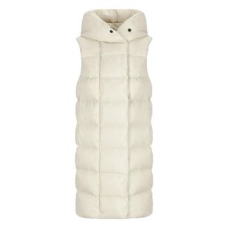 Peuterey Jassen, Dames, Beige, S, Polyester, Lange Vest met Capuchon