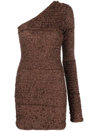 Nanushka fitted one-sleeve mini dress - women - Recycled Polyester - M - Brown