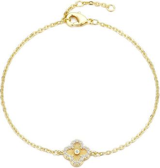 Adornia Adornia 14K Plated Cz Button Clover Halo Bracelet