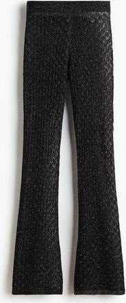 H&M Shimmering Pointelle-knit Trousers in Black at Nordstrom, Size X-Small