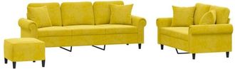 vidaXL Vidaxl - Juego De Sof&aacute;s Con Cojines 3 Piezas Terciopelo Amarillo