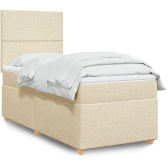 vidaXL Cama Box Spring Con Colch&oacute;n Tela Color Crema 100x200 Cm Vidaxl