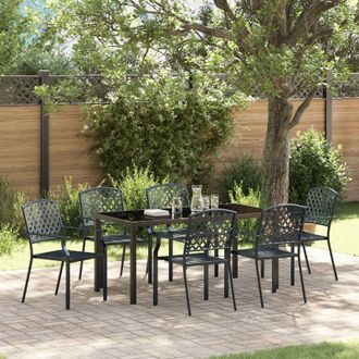 Berkfield Home 3 Piece Garden Dining Set Anthracite Steel in Black