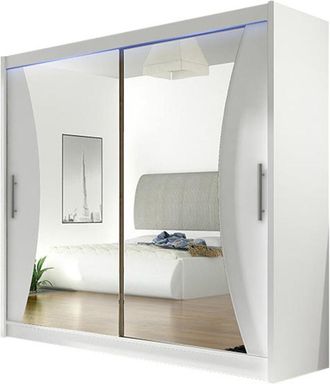 Mirjan24 Armario Closico Pallor V, Blanco, 215x180x57cm, Puertas De Armario: Correderas, N&uacute;mero De Estantes: 5, Led