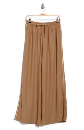 Max Studio Side Stripe Linen Blend Wide Leg Pants in Mocha at Nordstrom Rack, Size X-Small