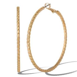 Jessica Simpson JS Jessica Simpson Textured Omega Gold-Tone Large Hoop Earrings at Nordstrom