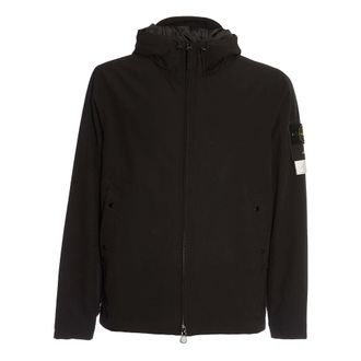 Stone Island Light Jackets, male, Black, Size: XL Stylish Waterproof Jacket for Men