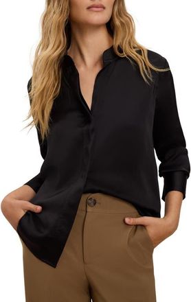 Nic+Zoe Day Gloss Button-Up Shirt in Black Onyx at Nordstrom, Size Xx-Large