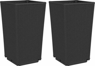 vidaXL Jardineras 2 Unidades Pp Negro 32,5x32,5x57 Cm Vidaxl