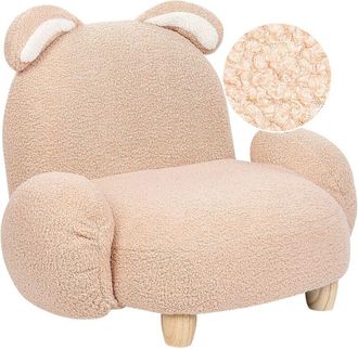 Beliani Poltrona animale Imbottitura in boucl&eacute; Forma di coniglio Design Peluche Mobili per bambini Beige Kanna