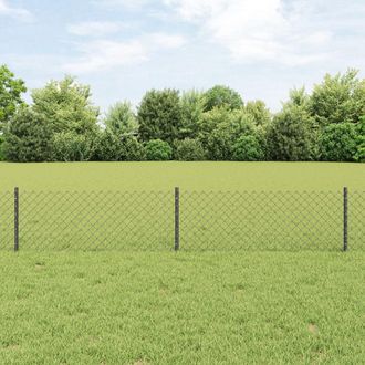 Berkfield Home Chain Link Fence with 10 U Posts Grey 0.4x10 m Steel