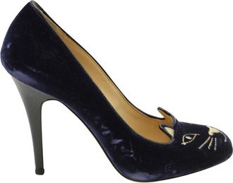 Charlotte Olympia Womens Velvet Kitty Pump (Authentic Pre-Loved)