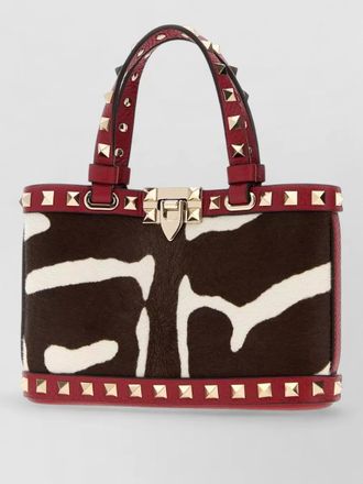 Valentino Garavani animal print calf hair rockstud tote bag