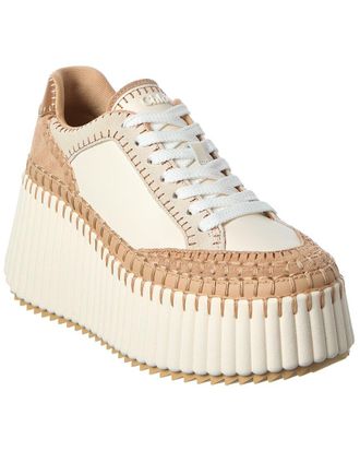 Chlo&eacute; Nama Leather & Suede Wedge Sneaker