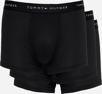 Tommy Hilfiger Mens Tommy Hilfiger 3 Pack Logo Waistband Mens Trunks - Black/Black/Black - Size: 35/34/32