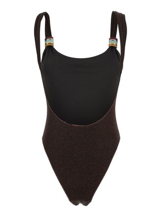 Os&eacute;ree Womens One-Piece Swimsuit Lumiere Brown Swimwear Sea Clothing