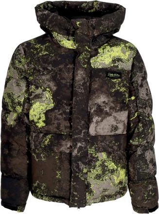 Dolly Noire Donkere Camo Gewatteerde Jas met Capuchon - Heren - Winterjassen - Veelkleurig - L - Polyester - Jassen