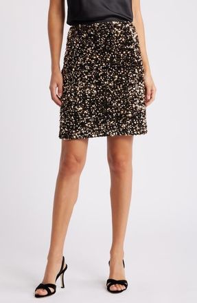Tahari by ASL Sequin Pencil Miniskirt in Gold Black at Nordstrom, Size 12