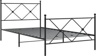vidaXL Metal Bed Frame without Mattress with Footboard Black 107x203cm Vidaxl