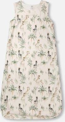 Deux par Deux Organic Cotton Jersey Muslin Zebra Printed Sleep Sack in Beige Zebra Print at Nordstrom, Size 18-24M