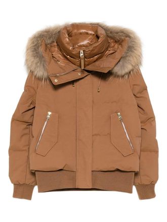 Mackage hooded jacket - women - Nylon/Polyester/Recycled Nylon/Duck Down/Feather - S - Brown