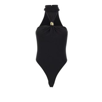 Elisabetta Franchi Body, female, Black, Size: XS Jewel Detail Bodysuit