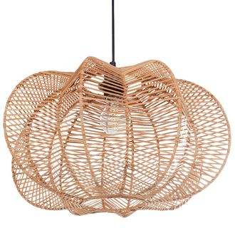 Beliani L&aacute;mpara Colgante Pantalla De Rat&aacute;n Base De Hierro Estilo Boho Natural Kibi